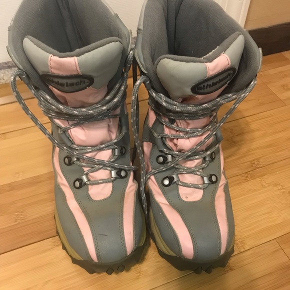 Grey and light pink Athletech Snow Boots. - Picture 2 of 3